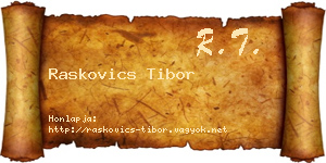 Raskovics Tibor névjegykártya